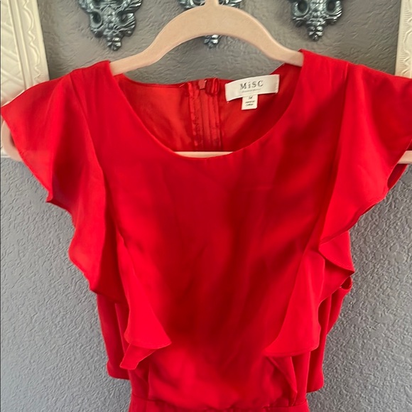 Red Ruffled Front Open BackMidi Sundress - Picture 2 of 7